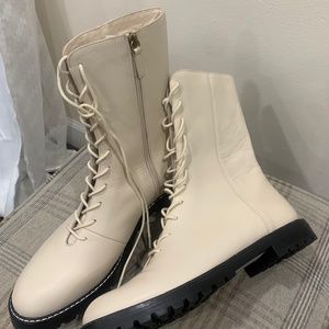 J Crew Ivory Combat Boots